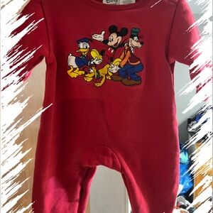 Disney Red One Piece with Mickey and Friends